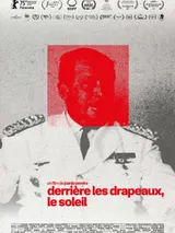 affiche derrière les drapeaux, le soleil
